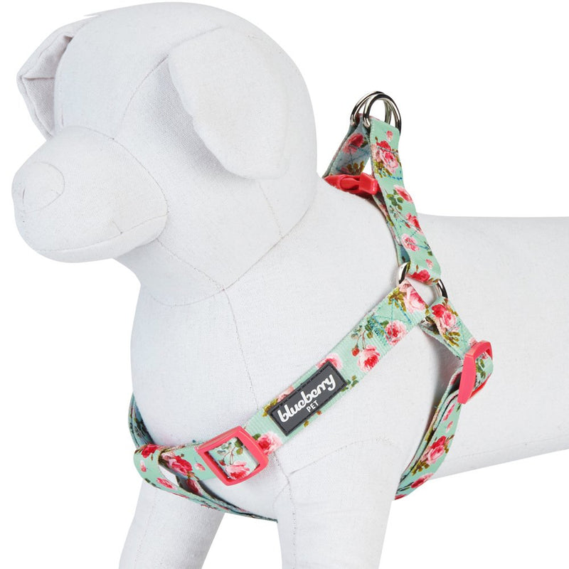 Blueberry Pet 10+ Patterns Spring Scent Inspired Floral Print/Camo Print Dog Harnesses Harness - (16.5" - 21.5") Chest Girth Turquoise - PawsPlanet Australia
