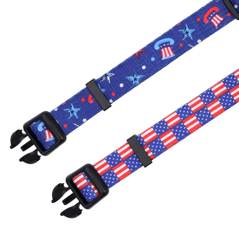 [Australia] - Lamphyface 2 Pack American Flag Dog Collar Adjustable 4th of July Independence Day Medium 