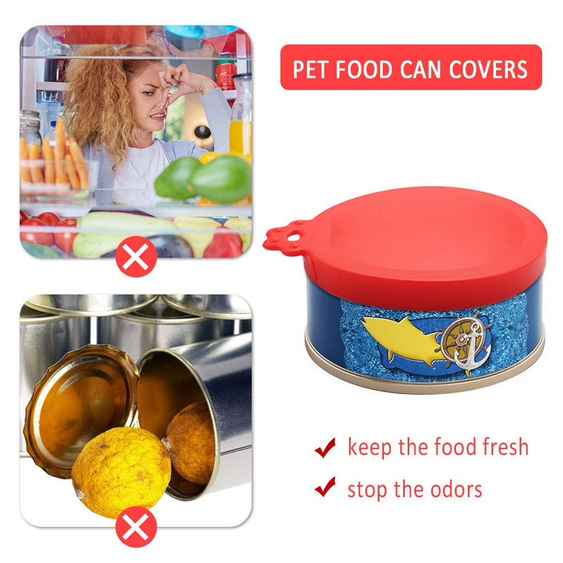 Huayue 6 Pack Pet Can Covers, Pet Food Tin Lids Universal Silicone Cat Dog Food Can Lids, One Size Fit 3 Standard Size, 6 Colors - PawsPlanet Australia