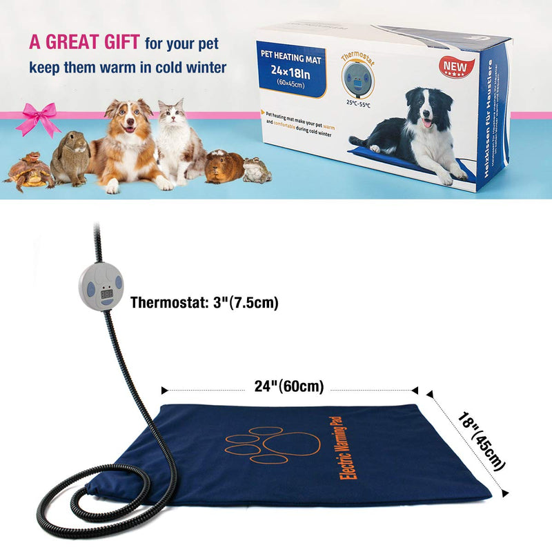 [Australia] - LESYPET Pet Heating Pad, Indoor Warming Pad Electric Heated Mat for Dogs Cats Bed Warmer 24" x 18" 