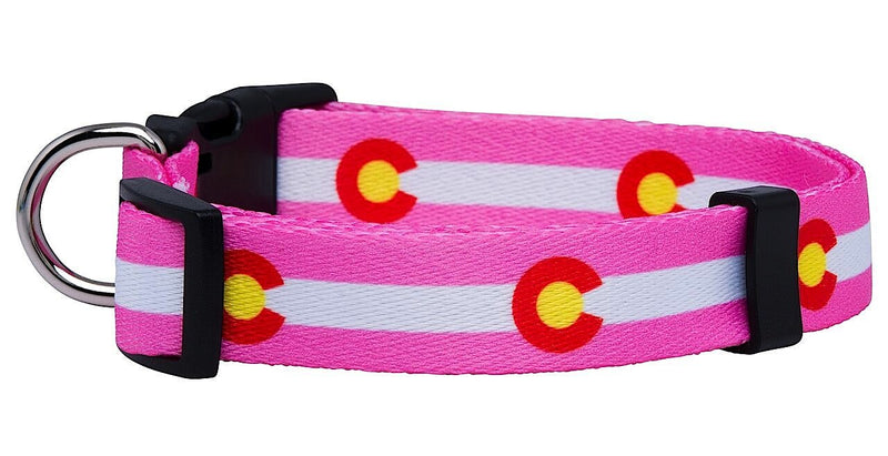 [Australia] - Native Pup Colorado State Flag Dog Collar Large Pink 