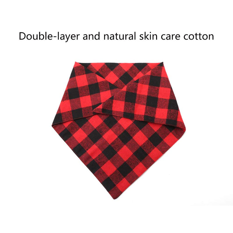[Australia] - Eage Dog Bandanas, 4PCS Triangle Bibs Washable Reversible Double-Layer Cotton Buffalo Plaid Printing Scarfs Set, Kerchief Accessories for Small to Medium Dogs Cats Pets Large 