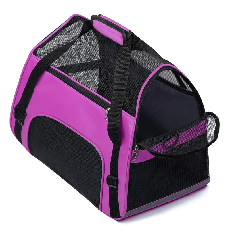 [Australia] - Anyifan Airline Approved Dog Carrier and Cat Carrier, Soft-Edged Portable Pet Travel Carrier, Zipper Lock Collapsible Travel Cat Carrier and Dog Carrier Small,Purple 