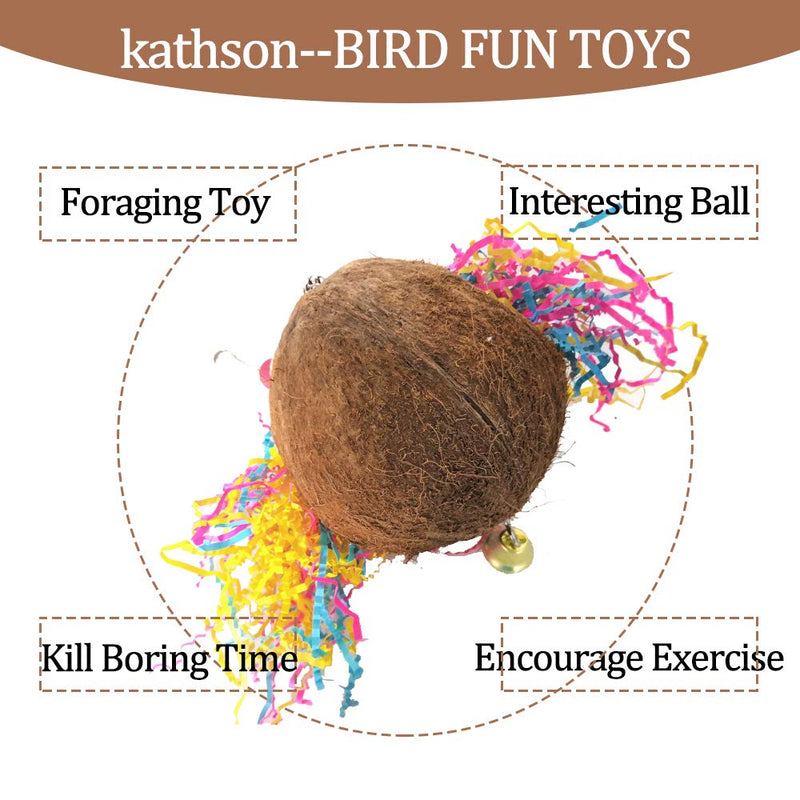[Australia] - kathson Bird Foraging Toys, Cockatoo Shredding Chew Toys Preening Coconut Paper Shredder Ball for Conures Parrots Parakeets Cockatiels Macaws Finches African Grey Budgies Lovebirds 