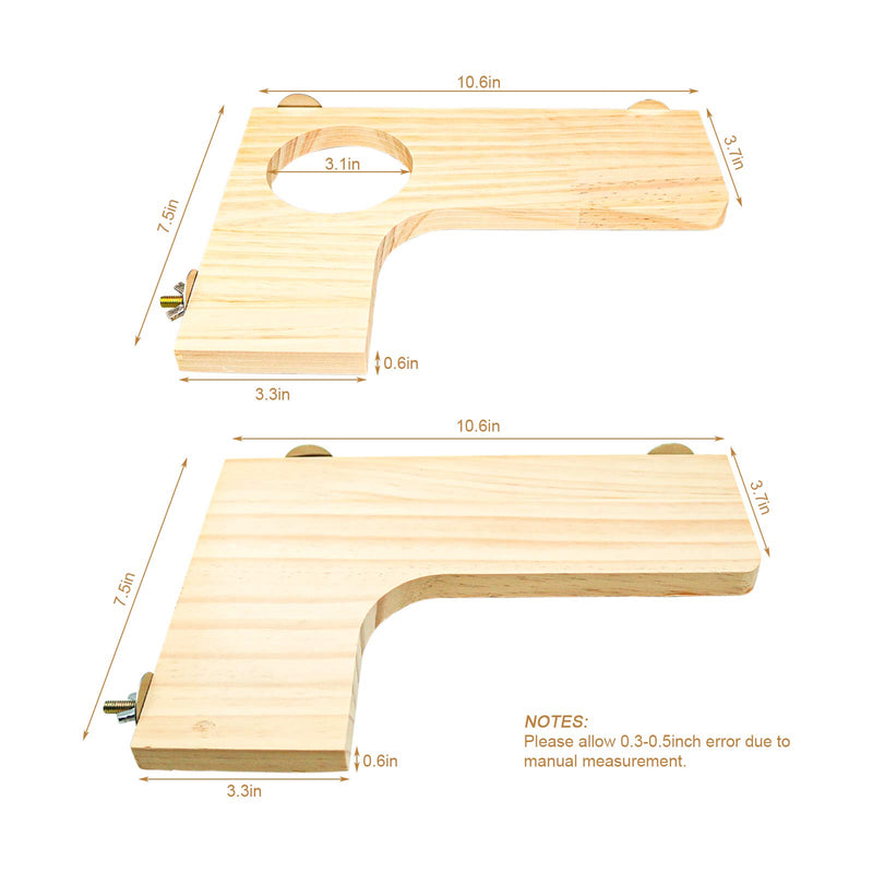 2 Pieces Hamster Wooden Platform Set, L-Shaped Pedal Wooden Platform & L-shaped Round Hole Wooden Platform with 8 Piece Sepak Takraw Chew Toys, Gerbil Chinchilla Guinea Pigs Parrot Stand Perch H01 - PawsPlanet Australia