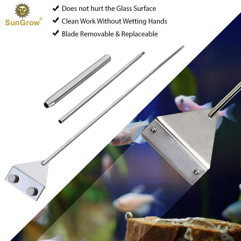 Sungrow Aquarium Glass scrubber, Long Handheld Tool Reduces Scrubbing Time to Half, Keep Hands Dry, Removes Thickest Residue, Frequent Tank Maintenance - PawsPlanet Australia