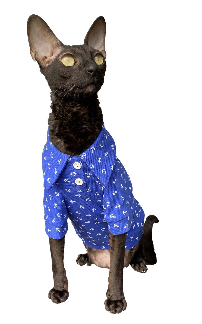 [Australia] - Kotomoda Hairless Cat's Clothes Cotton Polo Sailor for Sphynx Cats L 