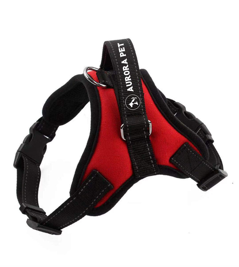 [Australia] - Aurora Pet Dog Harness No Pull Pet Harness Adjustable Outdoor Pet Vest 3M Reflective Vest Harness with Easy Control Handle and Two Leash Attachments for Small Medium Large Dogs Red 