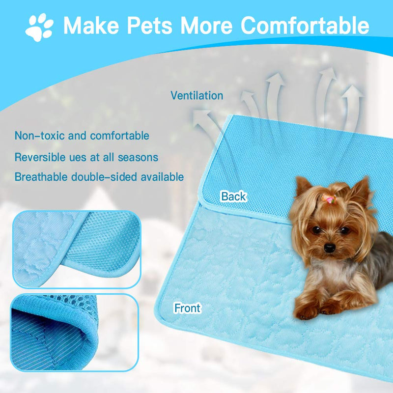 KALINCO Dog Cooling Mat, Washable Pet Self Cooling Pad Blanket, Summer Cooling Pads for Dogs Cats (2822 inch, Blue) 28*22 inch - PawsPlanet Australia