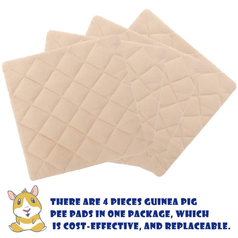 BINGPET Fleece Liner for Guinea Pig Cage, 4 Pack Super Absorbent Guinea Pig Bedding, Waterproof & Anti-Slip Pee Pads for Small Animals, 12"x12" Coffee - PawsPlanet Australia