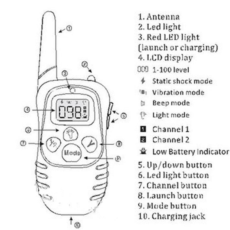 [Australia] - Winterworm Rechargeable 300M LCD Electronic Remote Control Dog Training Collar with 0-100 Levels Static and Vibration Modes for 1 Small/Medium Size Dog 