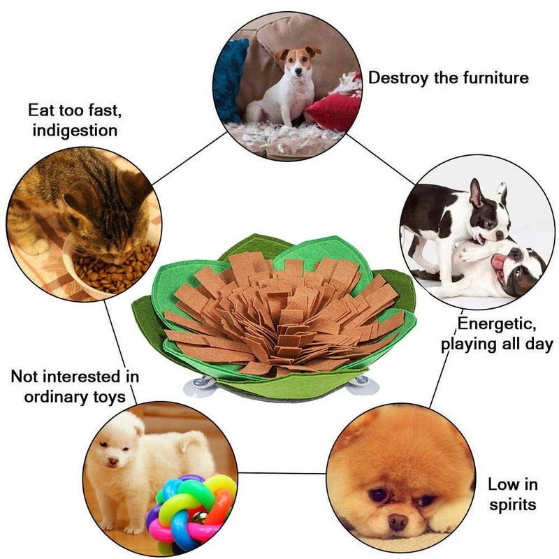 kathson Snuffle Mat for Dogs, Sniffing Dog Puzzle Toys Anti-Slip Slow Feeding Bowl Pets Maze Feed Game Encourages Natural Foraging Skills for Cats Dogs brown - PawsPlanet Australia