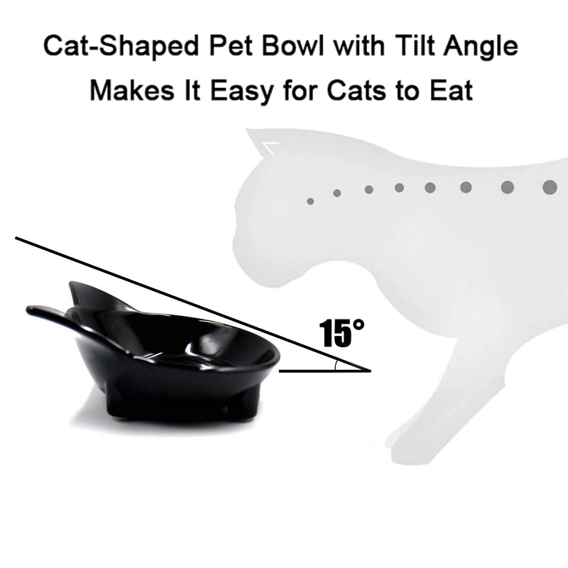Cat Food Bowl ，Cat Food Bowls Non Slip Wide Shallow Cat Dish for Relief of Whisker Fatigue(Safe Food-Grade Material 2PC) 2Pcs Black+White - PawsPlanet Australia