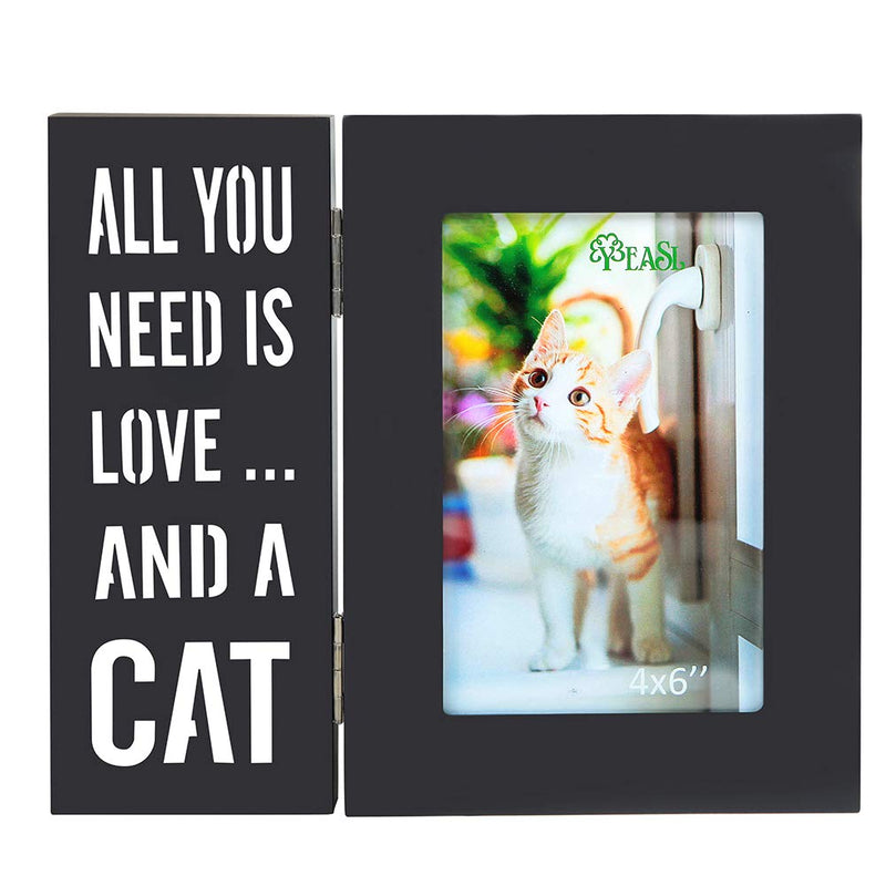 [Australia] - YEASL Wood Dog Picture Frame - 4x6 Inch Light Up Pet Picture Frame for Dog and Cat Memorial Gifts All You Need is Love and A CAT 