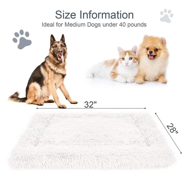 Calming Dog Bed Mats Cat Blanket with Premium Fluffy Faux Fur for Cats and Large Medium Small Dogs L(32'' x 28'') Blue White - PawsPlanet Australia