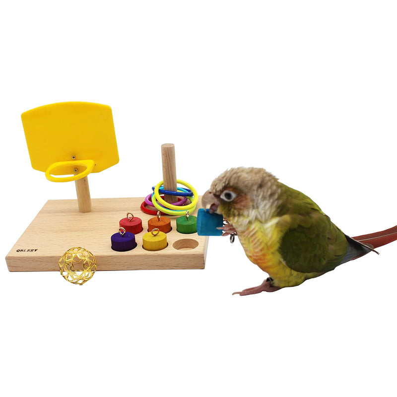 QBLEEV Bird Toys, Bird Trick Tabletop Toys, Training Basketball Stacking Color Ring Toys Sets, Parrot Chew Ball Foraing Toys, Education Play Gym Playground Activity Cage Foot Toys Combination toy - PawsPlanet Australia