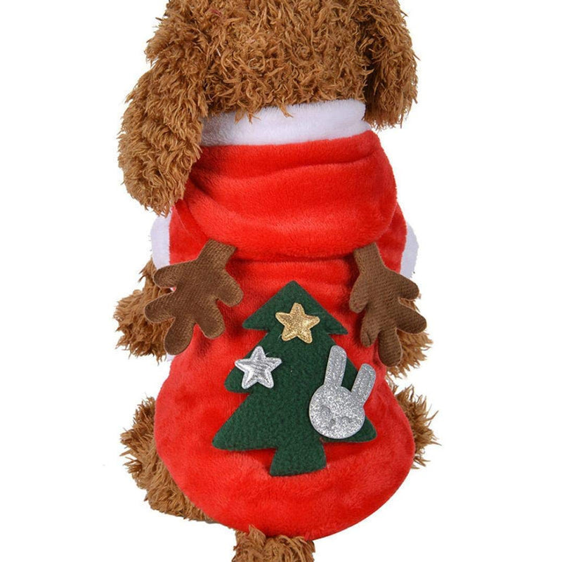 [Australia] - ZEEY Pet Hoodie Sweater Elf Christmas Dress Dog Fleece Clothes Puppy Cat Winter Coat Christmas Apparels L 