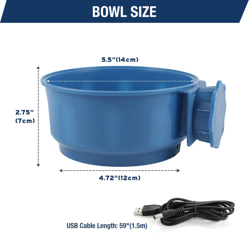 [Australia] - PETLESO Dog Heating Bowl for Indoor, Pet Crate Heating Water Bowl for Dog Cat Bird, Blue, 600ML(20.5OZ) 