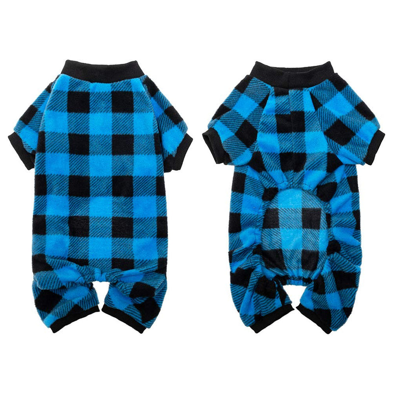KOOLTAIL Dog Pajamas Plaid Pet Sweater for Winter Doggie Clothes - Soft Warm and Fashion Suitable for Small Medium Large Dogs Puppy Blue - PawsPlanet Australia