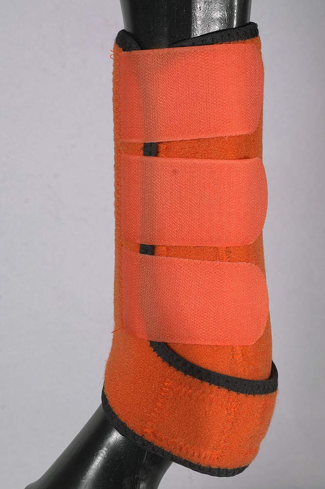 [Australia] - HILASON Horse Hind/Rear Leg Protection Sports Boot Pair Orange Black Small 