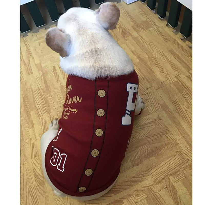 [Australia] - Petea Pet Dog Clothes Dog Cat Red Baseball Fleece Jacket Puppy Sweater Shirt Apparel for Dogs and Cats S 