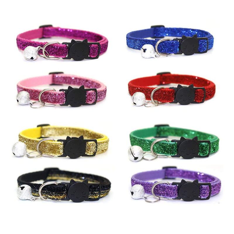 NINEMAX 8 Pcs Bling Cat Collars with Bell Adjustable Collar for Cats Small Pets Personalized Adjustable 7.5" to 12.6" Bling-8 Pcs - PawsPlanet Australia