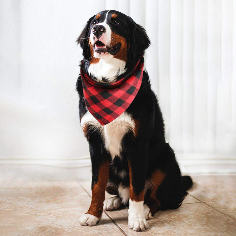 [Australia] - SCPET Plaid Dog Bandana 1 Pack Double Layer Thickening Cotton Bandanas Washable Handkerchiefs Scarfs Triangle Bibs Accessories for Small Medium Large Dogs Puppies Pets 