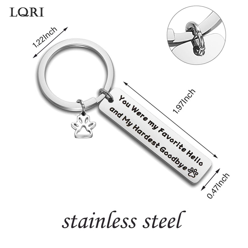 [Australia] - LQRI Pet Memorial Jewelry You are My Favorite Hello My Hardest Goodbye Keychain Loss Pet Gift in Memory Beloved Dog Cat (Silver) 