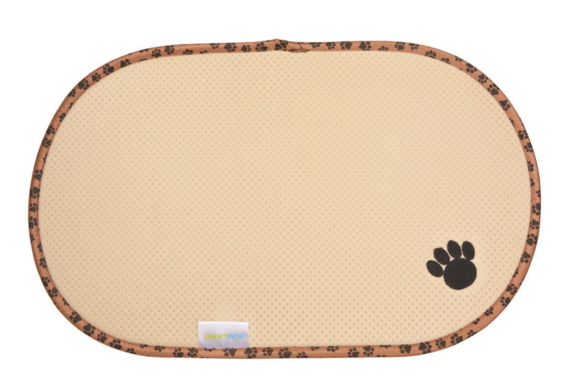 [Australia] - SINLAND Microfiber Pet Bowl Mat Dish Drying Mat with Anti-Skid Backing 12.5 Inch x 21.5 Inch Brown Oval 