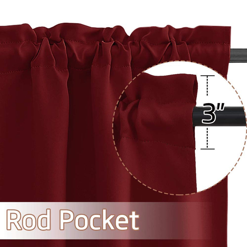NICETOWN Window Blackout Valance Curtains - Christams Decoration Rod Pocket Tailored Tier/Valance/Cafe Curtains for Kitchen (1 Pair, W29 x L36 Inches, Burgundy Red) - PawsPlanet Australia