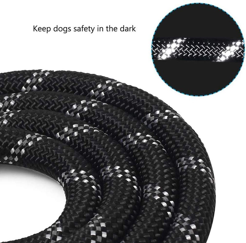 Caraele Rope Dog Lead, 5 FT Strong Dog Lead with Comfortable Padded Handle and Highly Reflective Threads for Small, Medium and Large Dogs (Black) Black - PawsPlanet Australia