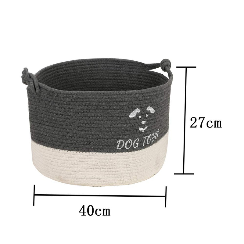 YANGDD Dog Toys Storage Bins, Pet Toy and Accessory Storage Box, Dog Toys and Food Organizing Basket, Dog Toys Box for Organizing Pet Toys, Blankets and Dog Stuff-Dark Gray & White(40 * 27cm) 40*27cm Dark Gray & White - PawsPlanet Australia