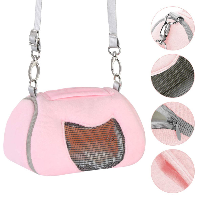 Breathable Small Pet Carrier Bag,Portable Travel Handbag with Adjustable Single Shoulder Strap for Hamster, Hedgehog, Sugar Glider, Chinchilla, Guinea Pig and Squirrel Pink - PawsPlanet Australia