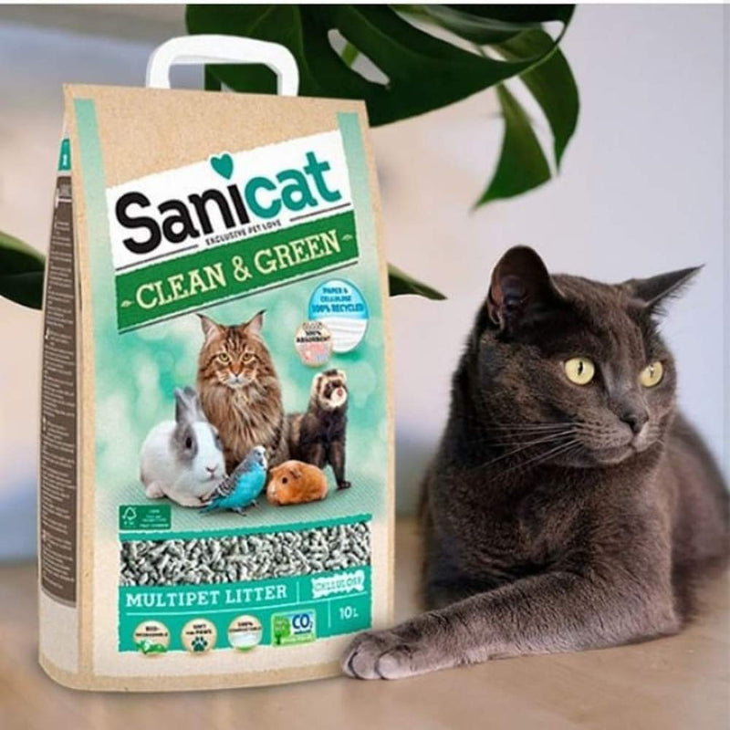 Sanicat Hygienic Clean & Green Cellulose Bed – 10 L - PawsPlanet Australia