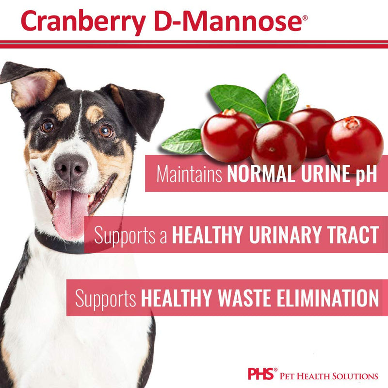 PHS Cranberry D-Mannose Urinary Tract Support Supplement for Cats and Dogs - Cranberry Extract, D-Mannose, Vitamin C - Bladder and Urinary Tract Health - Made in USA - 120 Soft Chews - PawsPlanet Australia