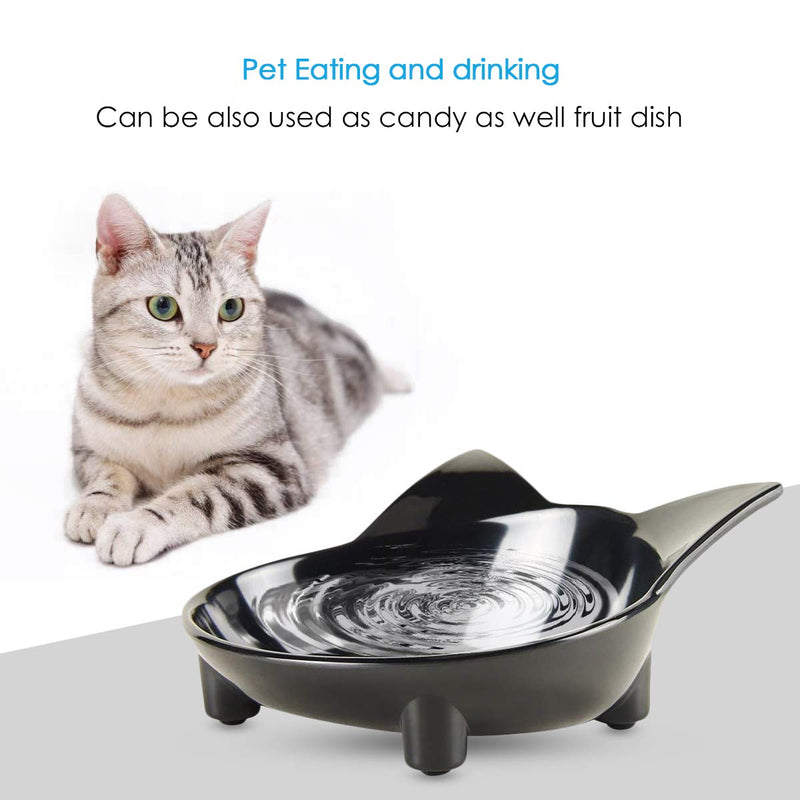 PETCUTE Cat Bowls Cat Food Bowls Non Skid shallow Pet Feeding Bowl for Cats and Small Dogs Set of 2 Black - PawsPlanet Australia