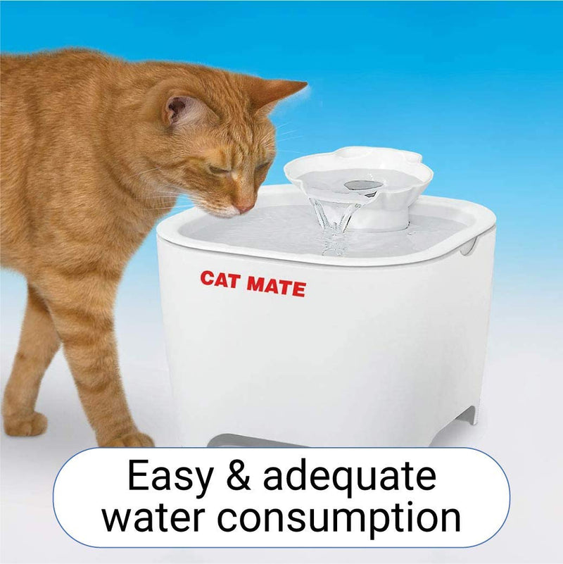 Cat Mate Shell Pet Water Fountain | For Cats and Small Dogs Water Dispenser with Multiple Levels | 3L, White - PawsPlanet Australia