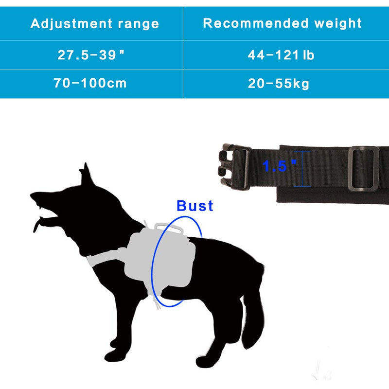 EXCELLENT ELITE SPANKER Tactical Military Dog Saddle Bag Harness Saddlebag Backpack for Medium Large Dogs(Black) Black - PawsPlanet Australia