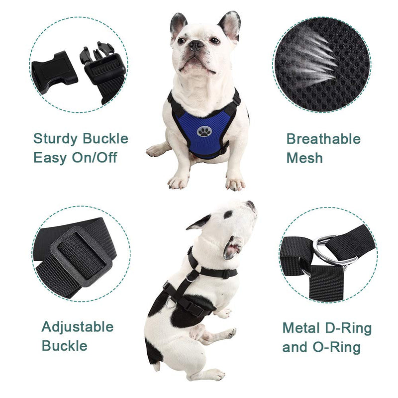 Kosttapaws Dog Car Vest Harness Seatbelt Set, Dog Car Adjustable Pet Harness with Safety Seat Belt, Double Breathable Mesh fabric Harness with Vehicle Connector Strap For Small Medium Large Dogs XS Black - PawsPlanet Australia