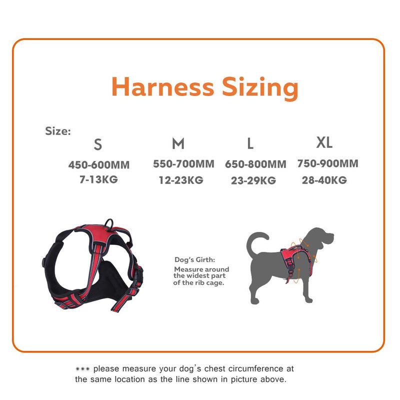 Dog Harness No Pull Padded Adjustable Front Clip Vest Harnesses for Dogs Reflective Safe Vest(l) L Red - PawsPlanet Australia