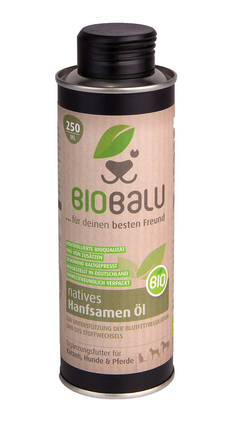 Biobalu organic hemp oil | Cold-pressed organic hemp oil as a supplementary feed for dogs, horses and cats 250ml - PawsPlanet Australia