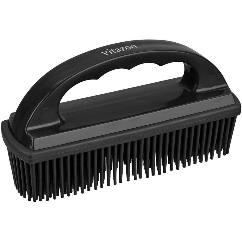 vitazoo clothes brush for removing animal hair - carpet brush, car brush, upholstery brush for animal hair removal - soft textile brush for cats and dog hair - black 1x - PawsPlanet Australia