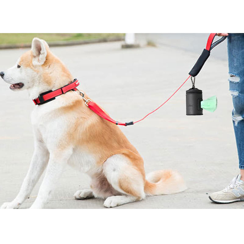 Petmolico Dog Poop Bag Holder for Leash, Faux Leather Dog Waste Bag Dispenser, Portable Dog Trash Bag Holder with Free Roll of Dog Waste Bags, Gray - PawsPlanet Australia