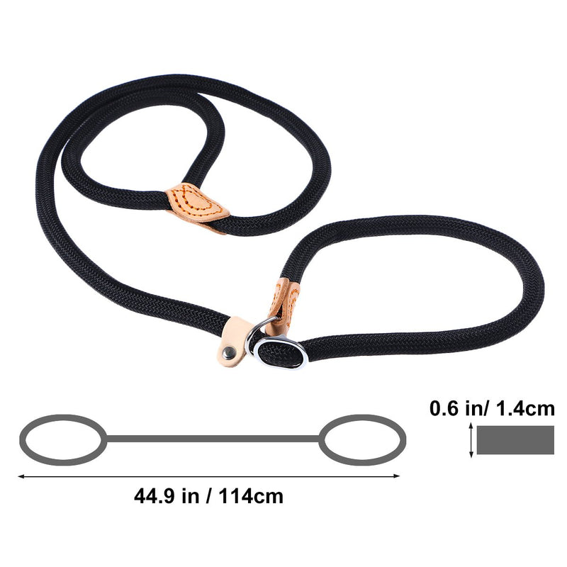 UEETEK 1.4CM Dog Slip Training Leash Collar Lead Nylon for Pets Training (Black) - PawsPlanet Australia