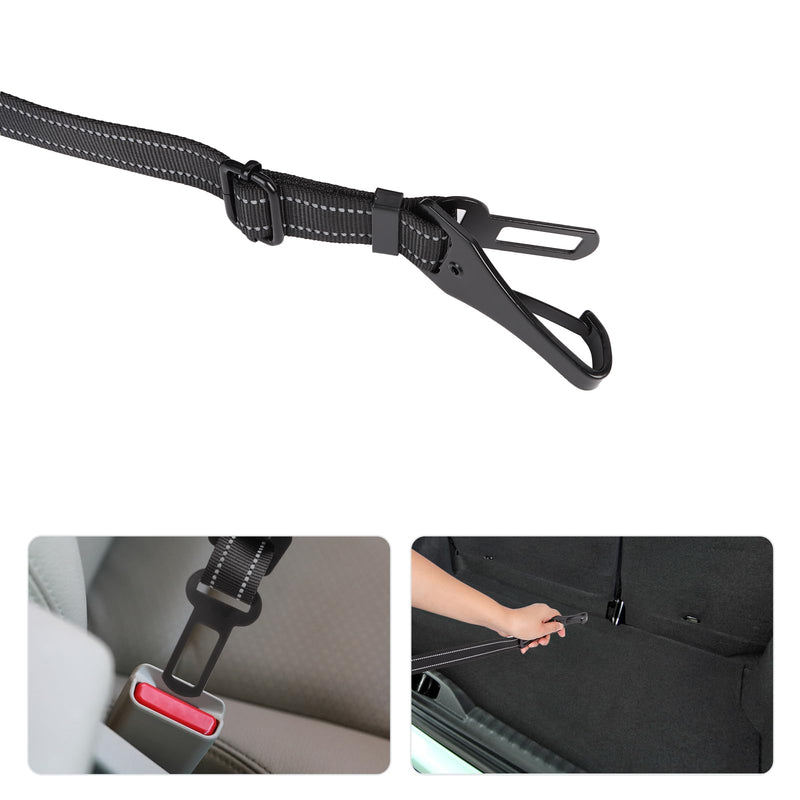 Lollanda Dog Car Seat Belt, Dog Car Seat Belt Adjustable, Dog Seat Belt for Car with Elastic Shock Absorption and Strong Carabiners Black - PawsPlanet Australia