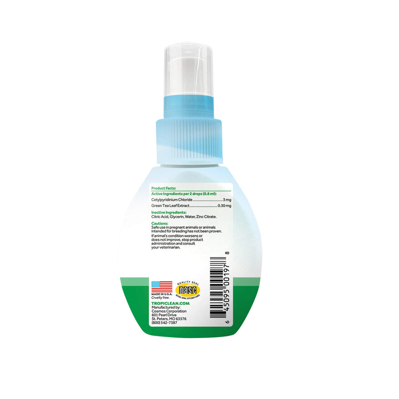 Fresh Breath by TropiClean - Oral Care Drops for Dogs - No Brushing, Fights Plaque - 32 Servings, 59 ml - PawsPlanet Australia