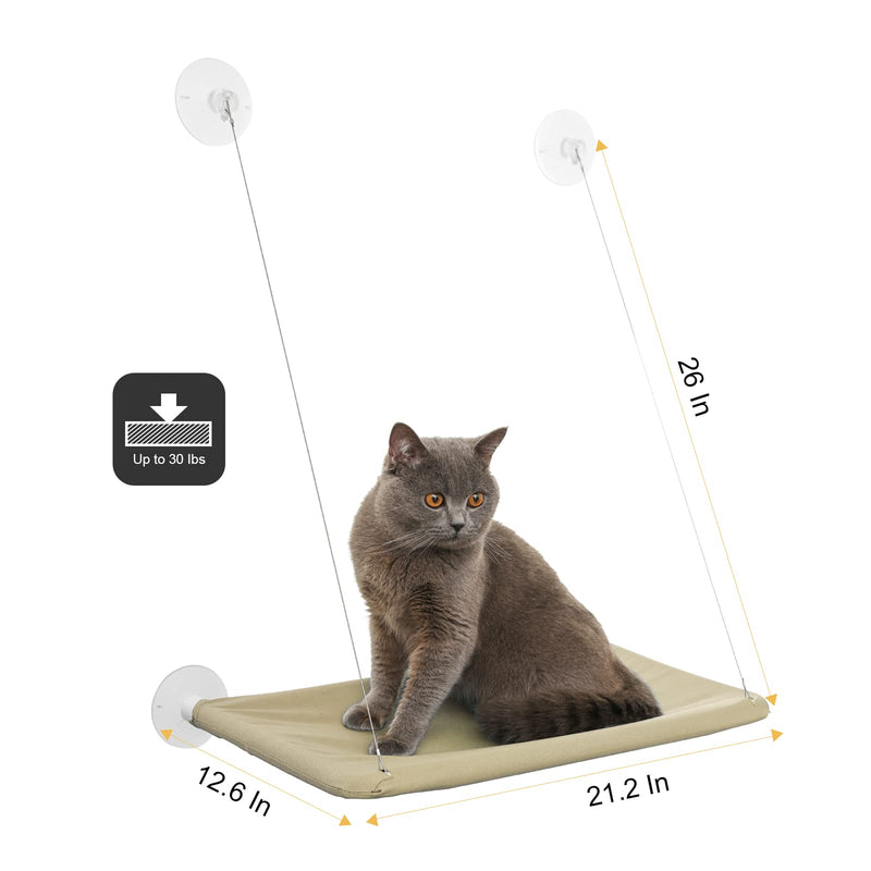 MUMUPET Cat Hammock, Cat Window Perch with Suction Cups, Pet Resting Seat Safety Holds Two Large Cats, Cat Window Hammock Providing All Around 360° Sunbathe for Cats Weighted Up to 30lb Cream - PawsPlanet Australia