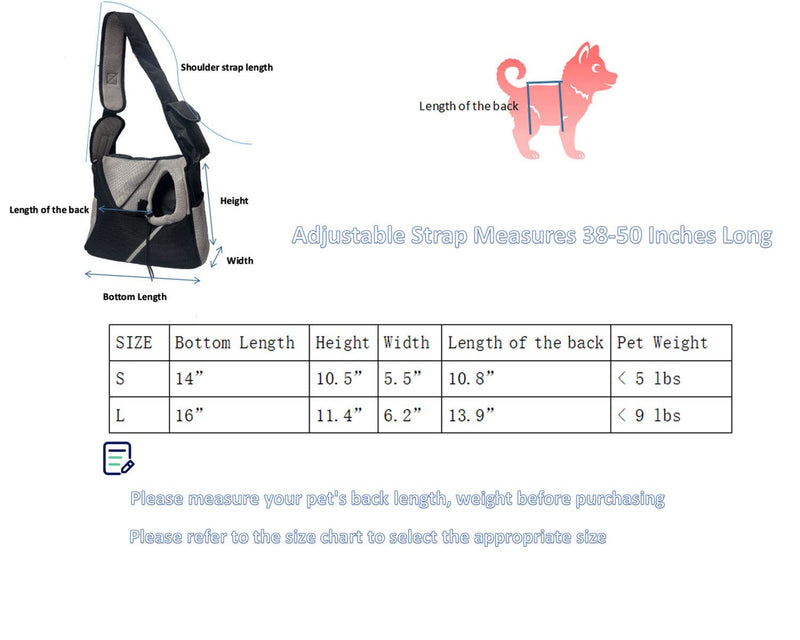 Autlet Dog Sling Carrier, Hand Free Breathable Mesh Traveling Safe Cat Backpack, Adjustable Dog Carriers for Small Dogs Cats. Dog Stuff/ Dog Accessories/Puppy Carrier/Dog Backpack New style C, S size black- - PawsPlanet Australia