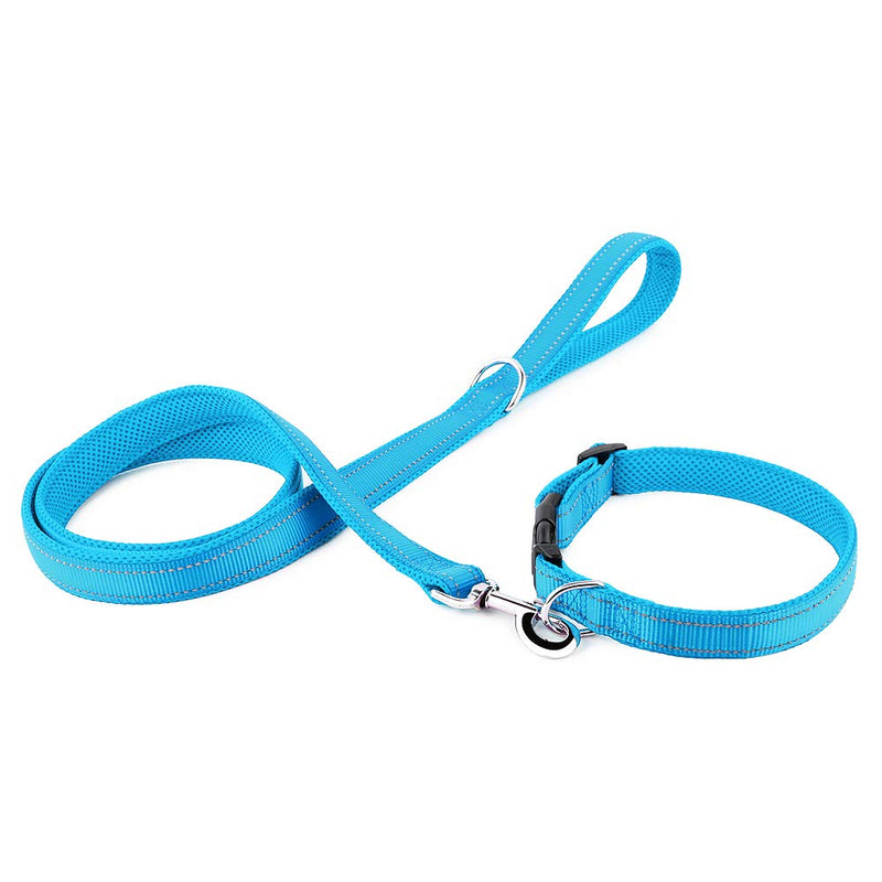 Tilly's & Teddy's Reflective Dog Collar | Made from Reflective Nylon Fibres with a Strong, Solid Buckle (XL (45cm-71cm), Light Blue) XL (45cm-71cm) - PawsPlanet Australia