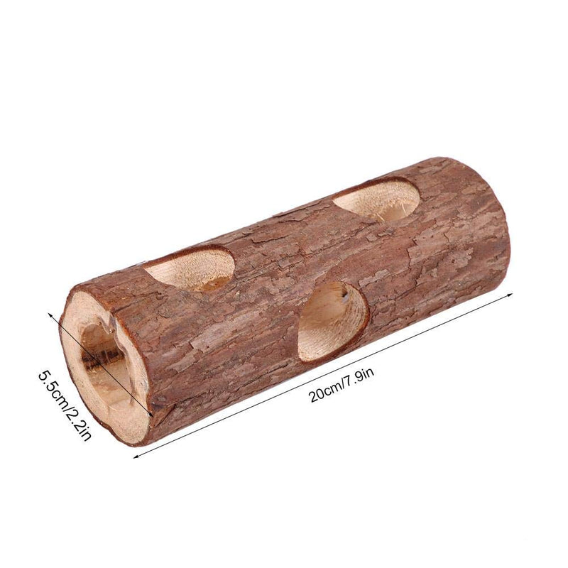 Natural Wooden Animal Tunnel Exercise Tube Chew Toy for Rabbit Ferret Hamster Guinea Pig(L) - PawsPlanet Australia